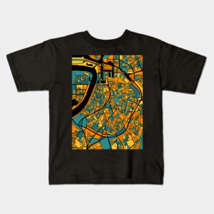 Antwerp Map Pattern in Orange & Teal Kids T-Shirt